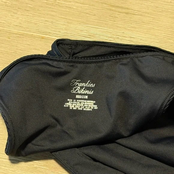 Frankie's Bikinis Black Ribbed Crisscross Back One-Piece Swimsuit - Picture 4 of 6